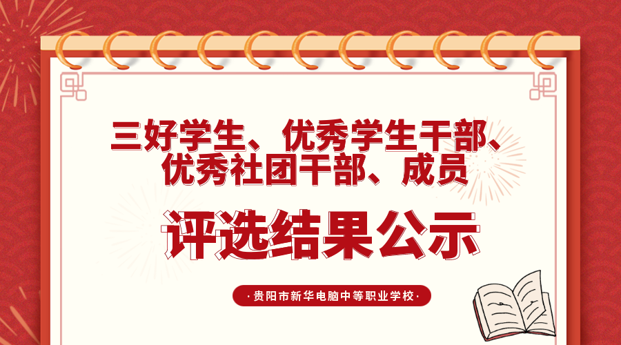 2025-2026年度三好學生、優秀學生干部、優秀社團干部、成員評選結果公示